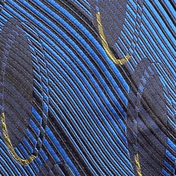 Philippe Ertu Tie 100% Silk Blue Gold Stipe Geo Japan Italy 3.75"x57-59" X5 - Picture 12 of 16